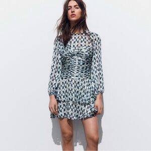 Zara Metallic Thread Ruffled Mini Dress